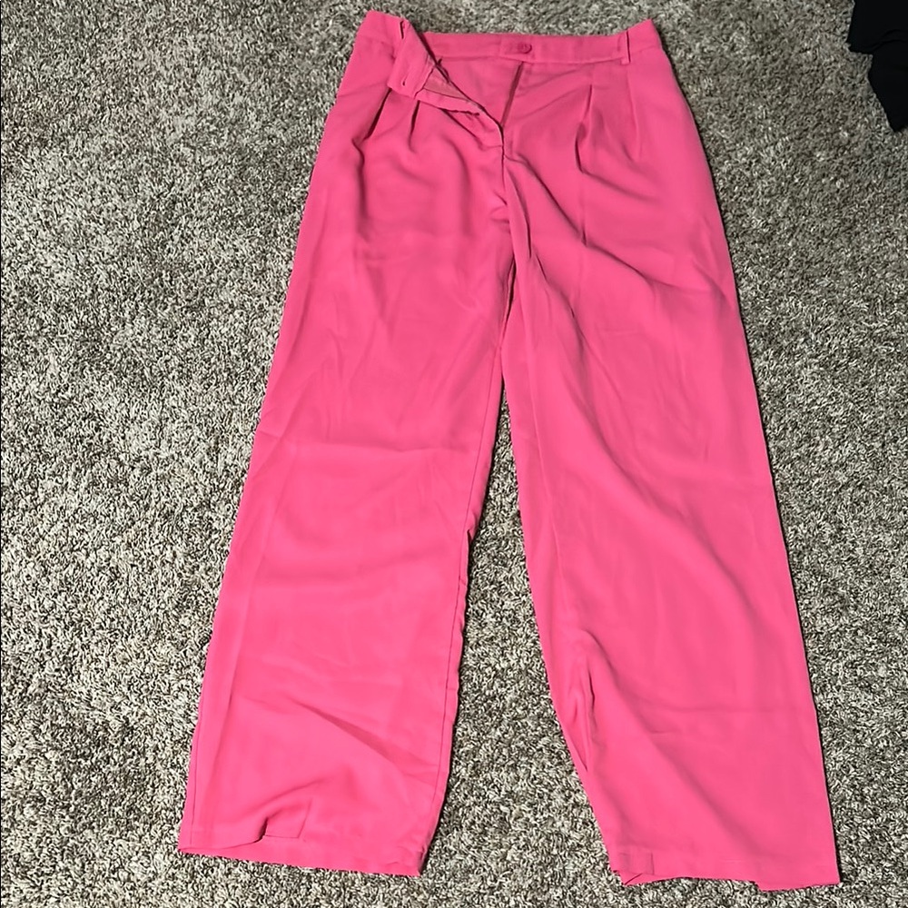 SHEIN Hot Pink Wide Leg Trousers